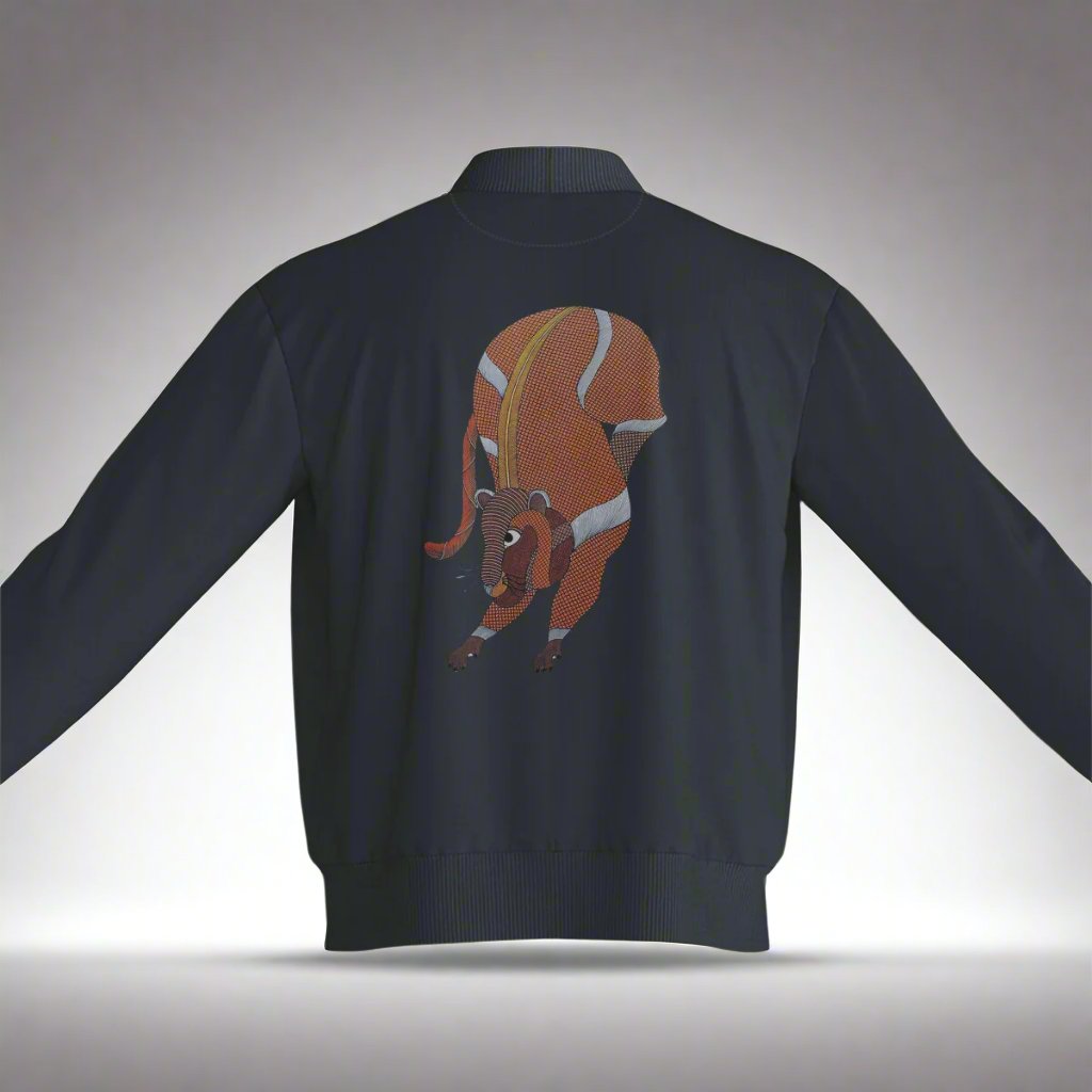 Bomber Jacket: Gond art Reading: Unisex