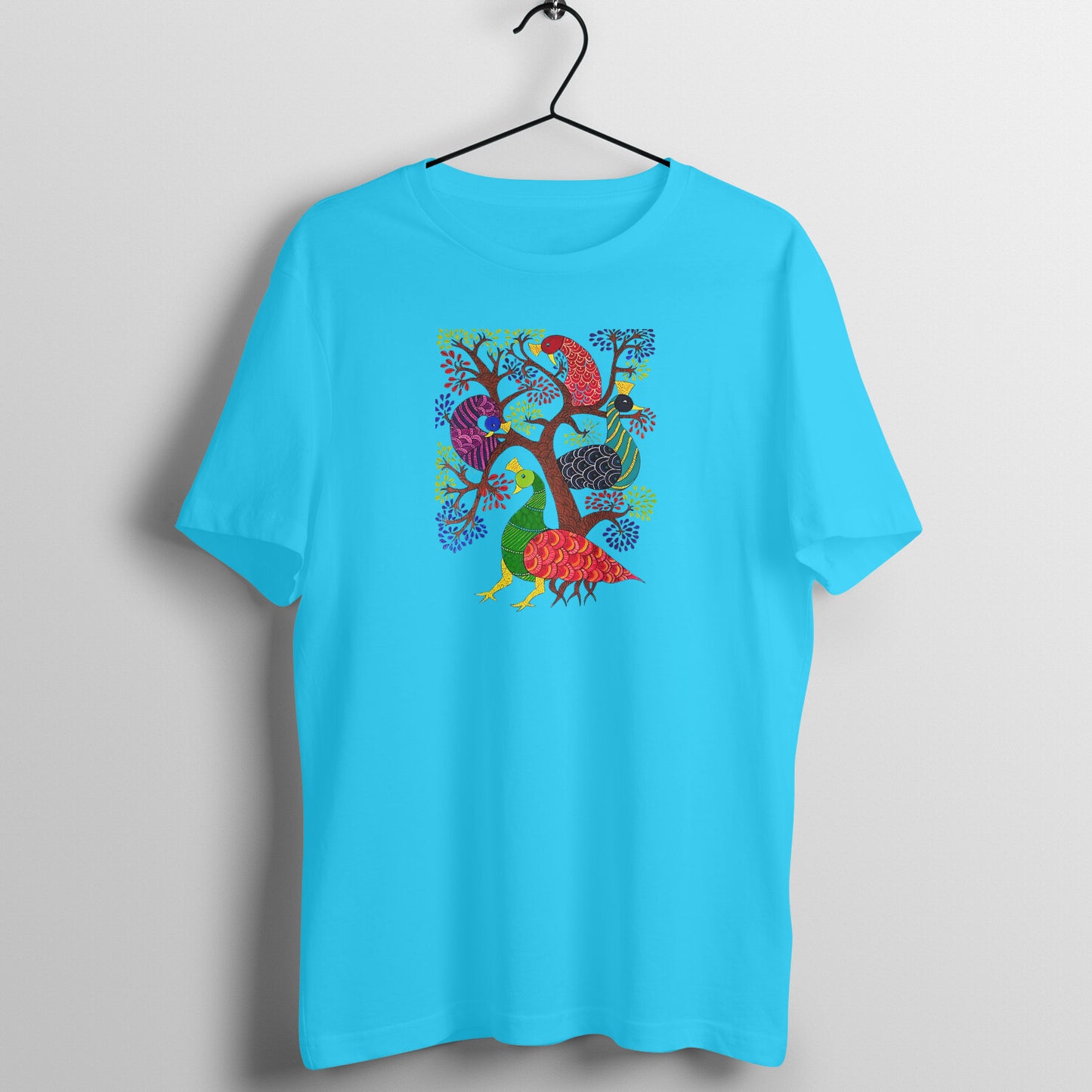Gond Painting D2: Peacocks Tree: Unisex T-shirt