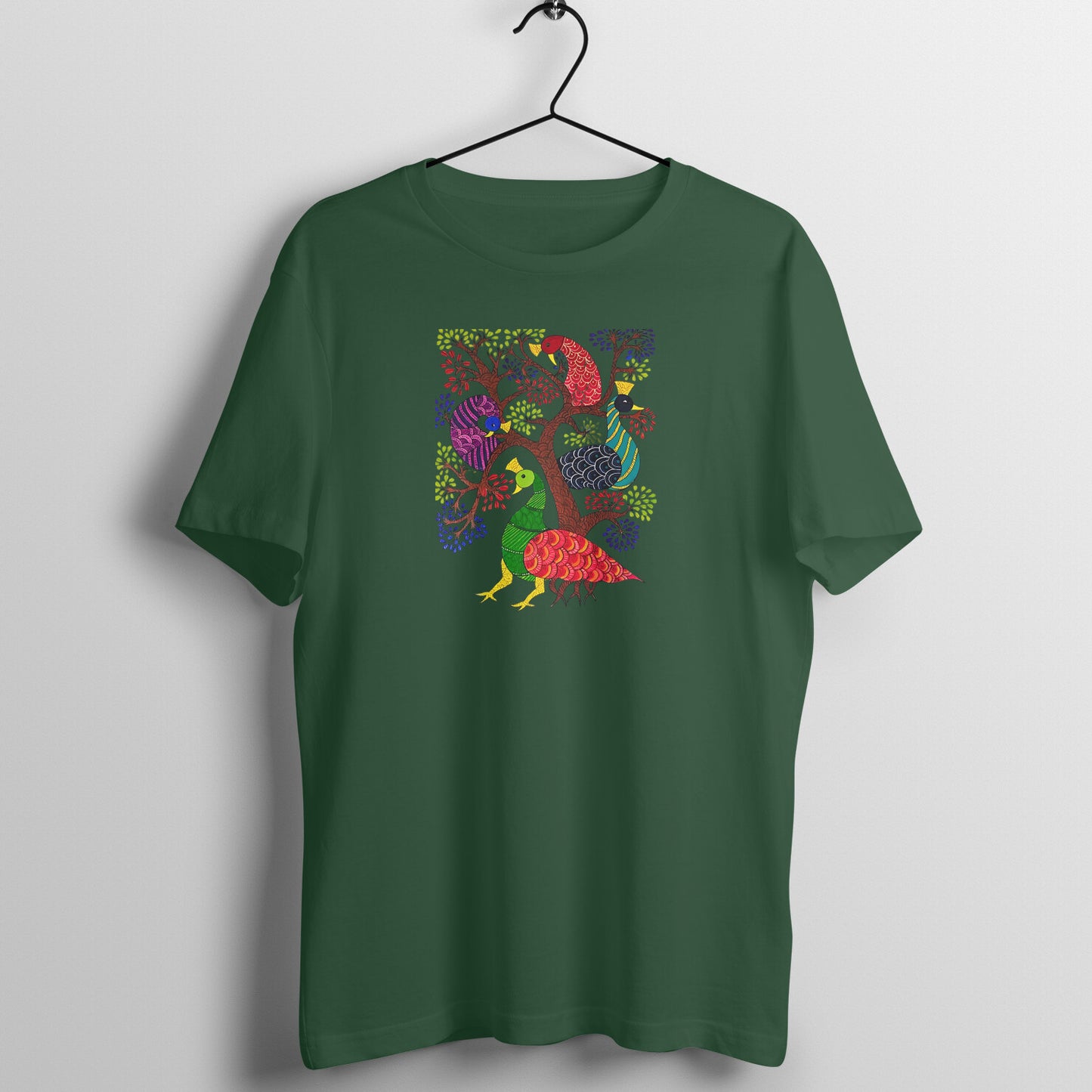 Gond Painting D2: Peacocks Tree: Unisex T-shirt