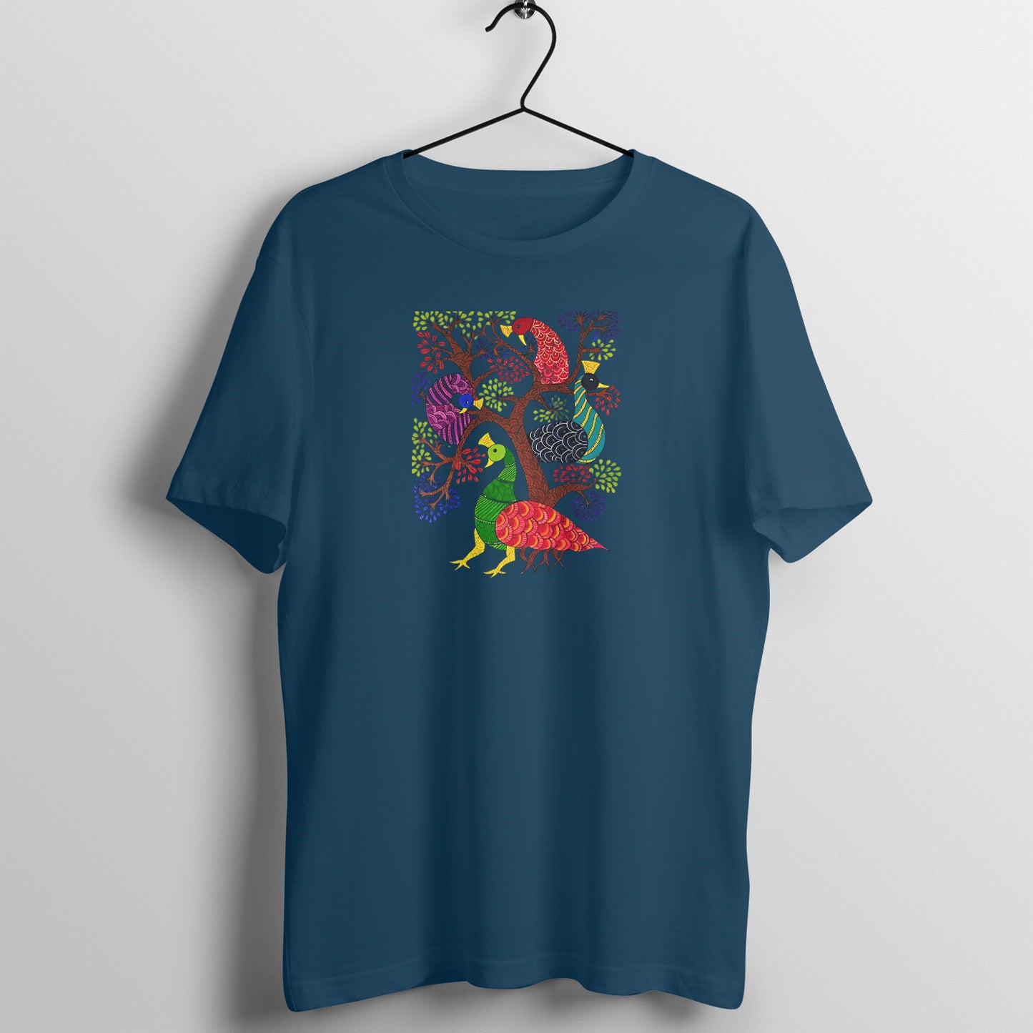 Gond Painting D2: Peacocks Tree: Unisex T-shirt