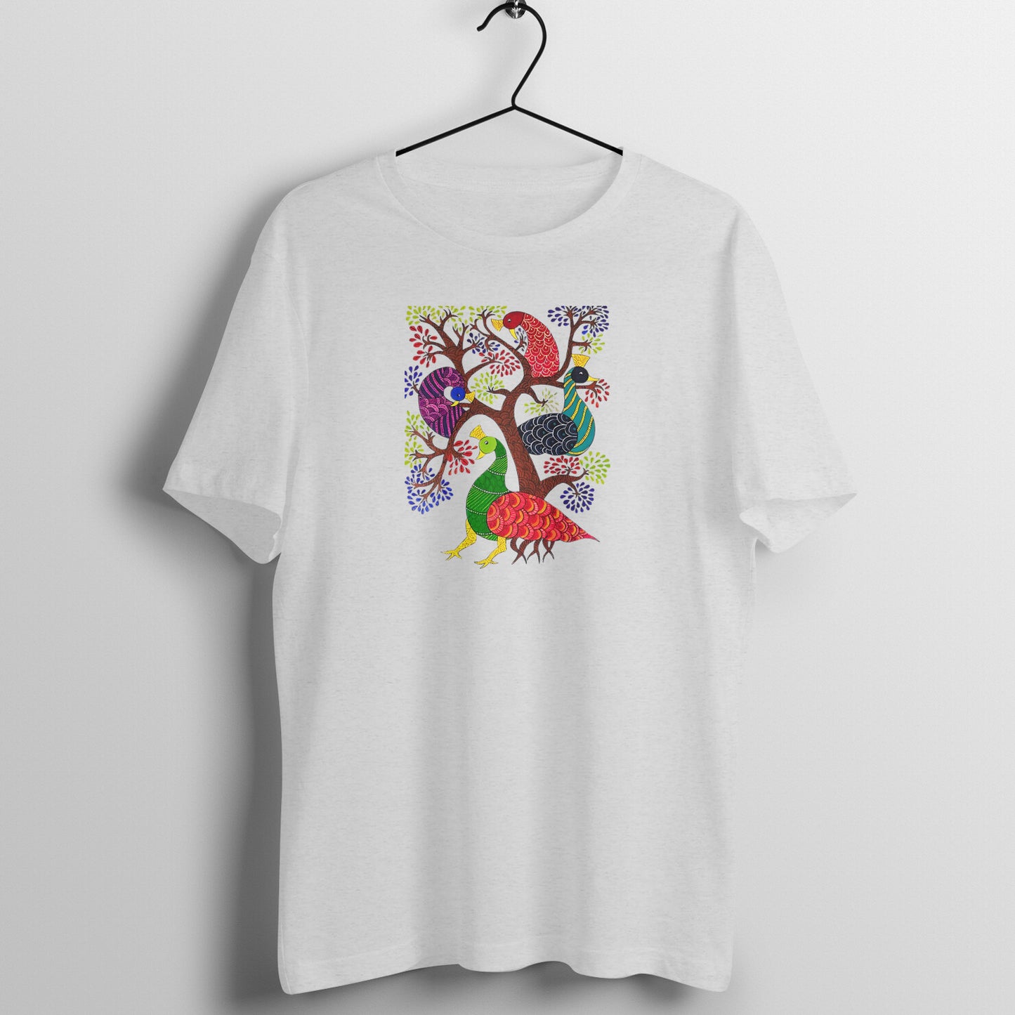 Gond Painting D2: Peacocks Tree: Unisex T-shirt