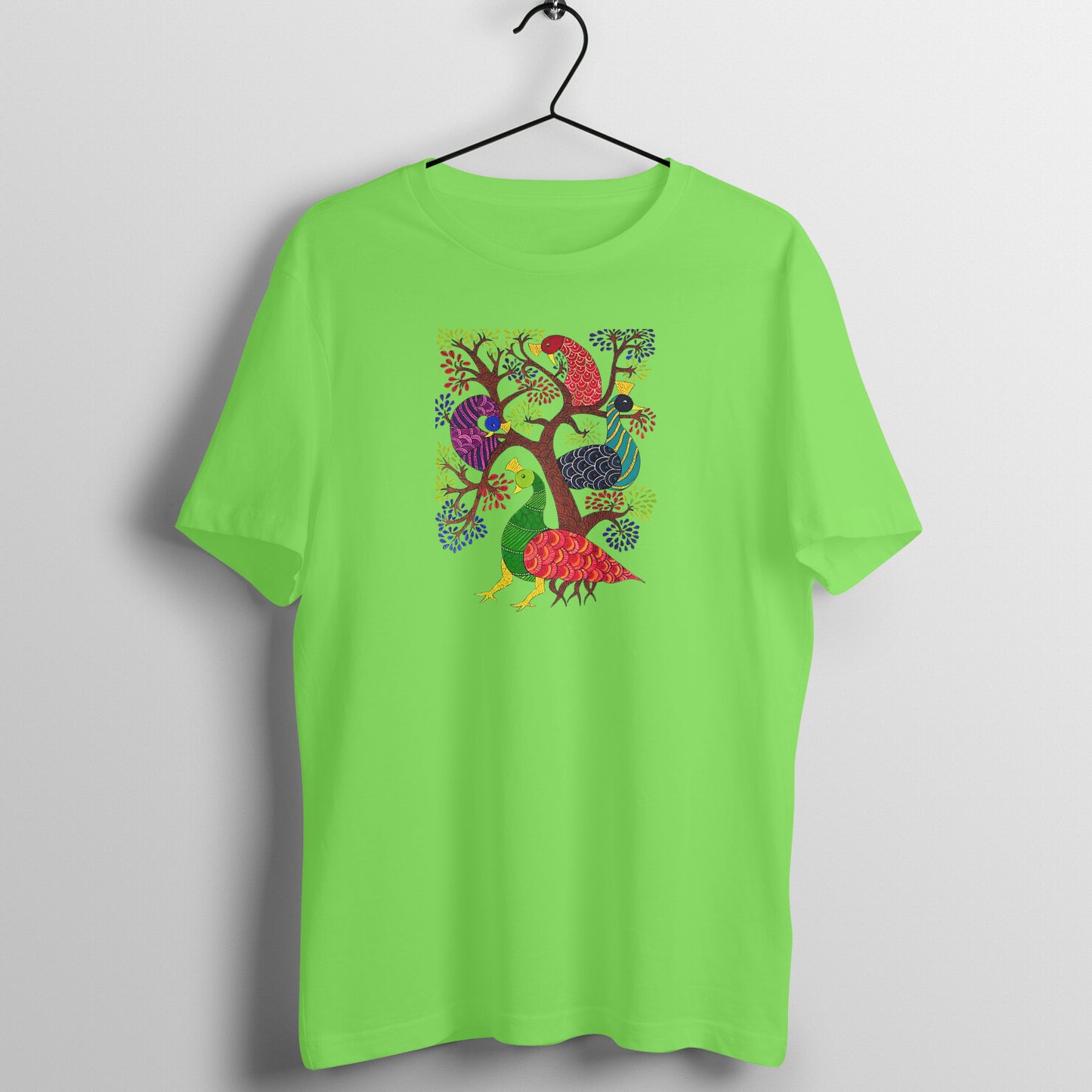 Gond Painting D2: Peacocks Tree: Unisex T-shirt