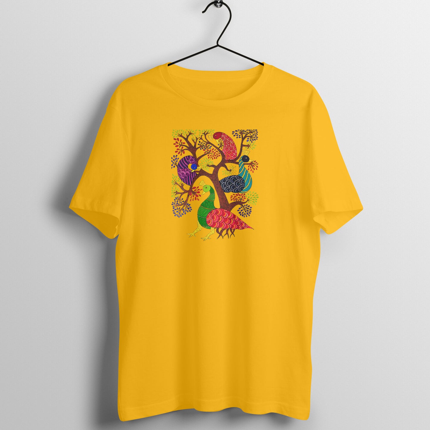 Gond Painting D2: Peacocks Tree: Unisex T-shirt