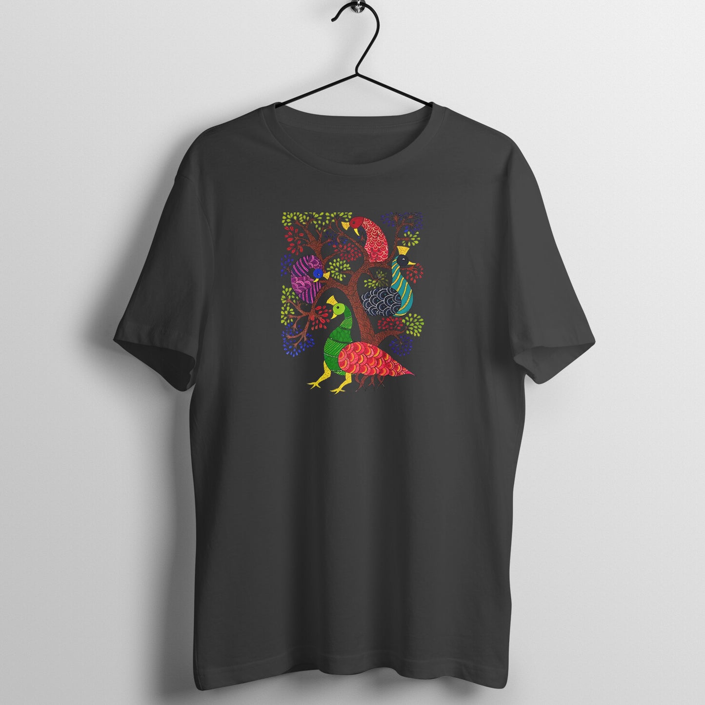 Gond Painting D2: Peacocks Tree: Unisex T-shirt