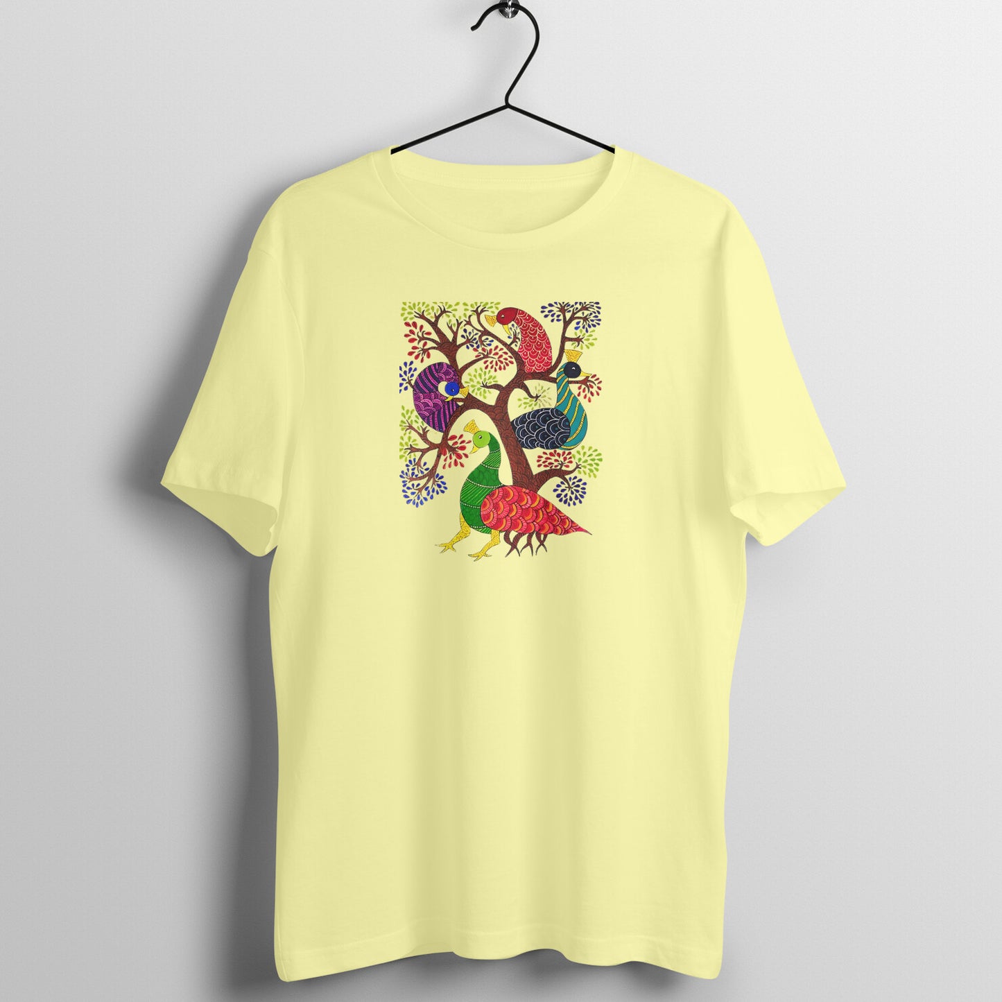 Gond Painting D2: Peacocks Tree: Unisex T-shirt