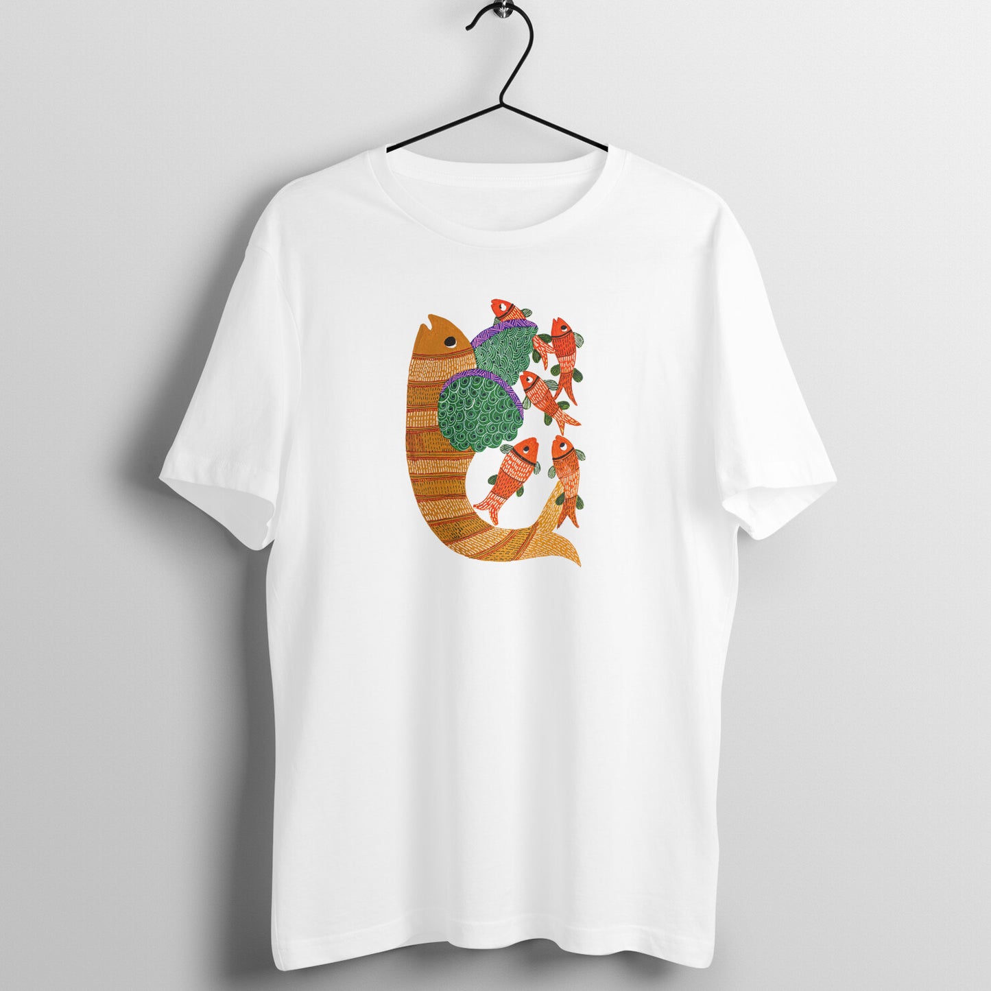 Gond Painting D4: Fishes: Unisex T-shirt