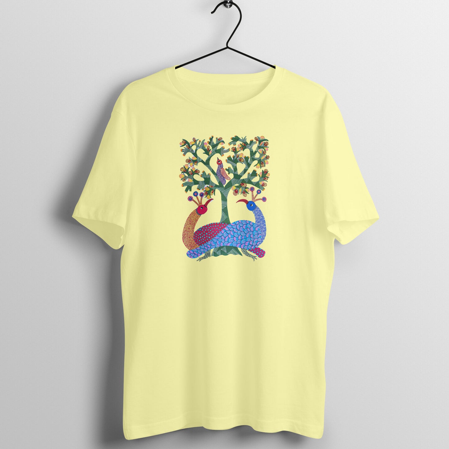 Gond Painting D7: Peacocks Tree: Unisex T-shirt