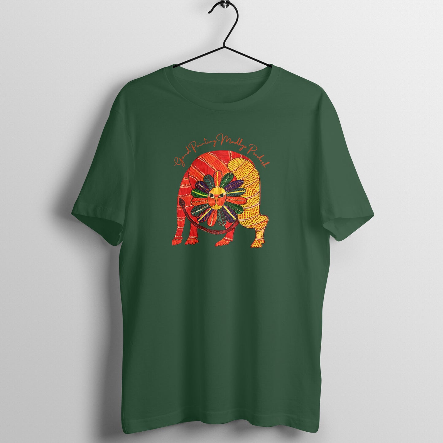 Gond Painting D13: Lion: Unisex T-shirt