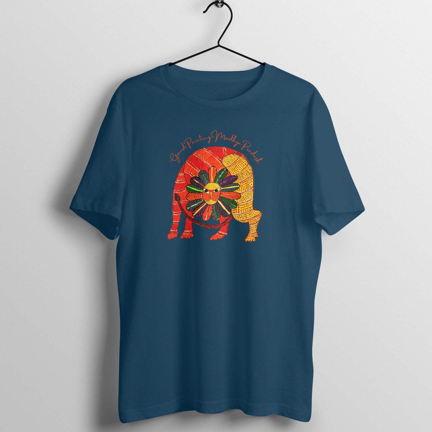 Gond Painting D13: Lion: Unisex T-shirt