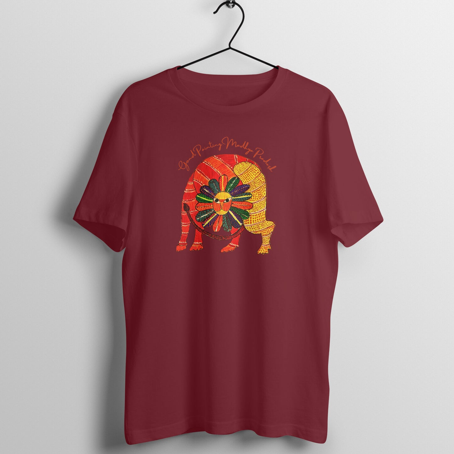 Gond Painting D13: Lion: Unisex T-shirt