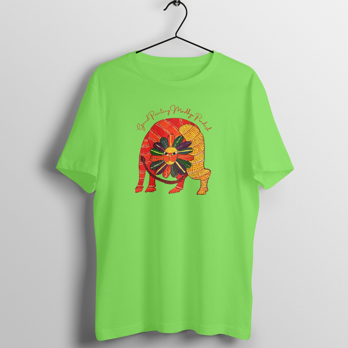 Gond Painting D13: Lion: Unisex T-shirt