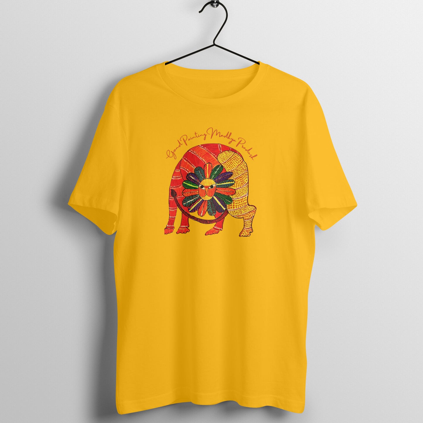 Gond Painting D13: Lion: Unisex T-shirt