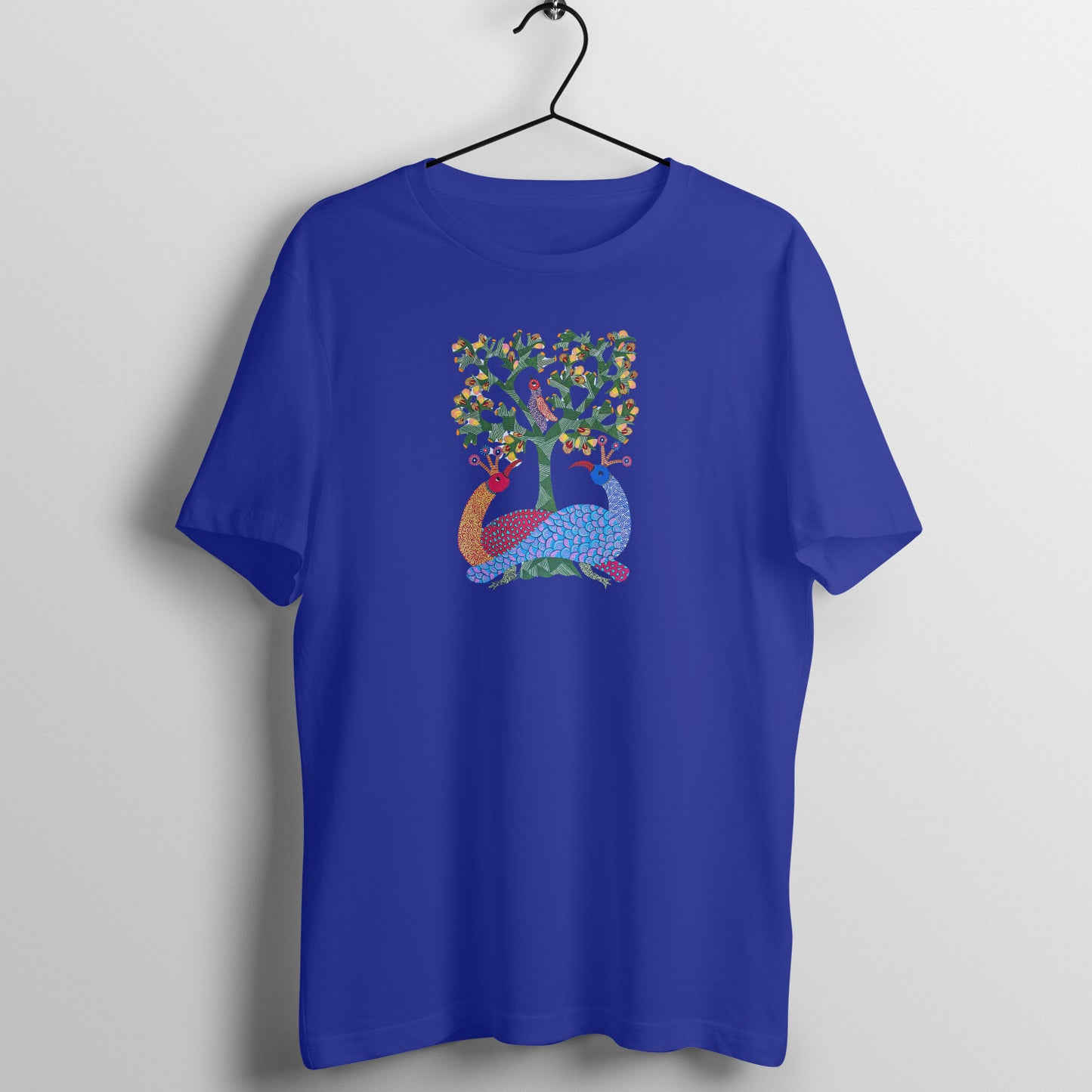 Gond Painting D7: Peacocks Tree: Unisex T-shirt