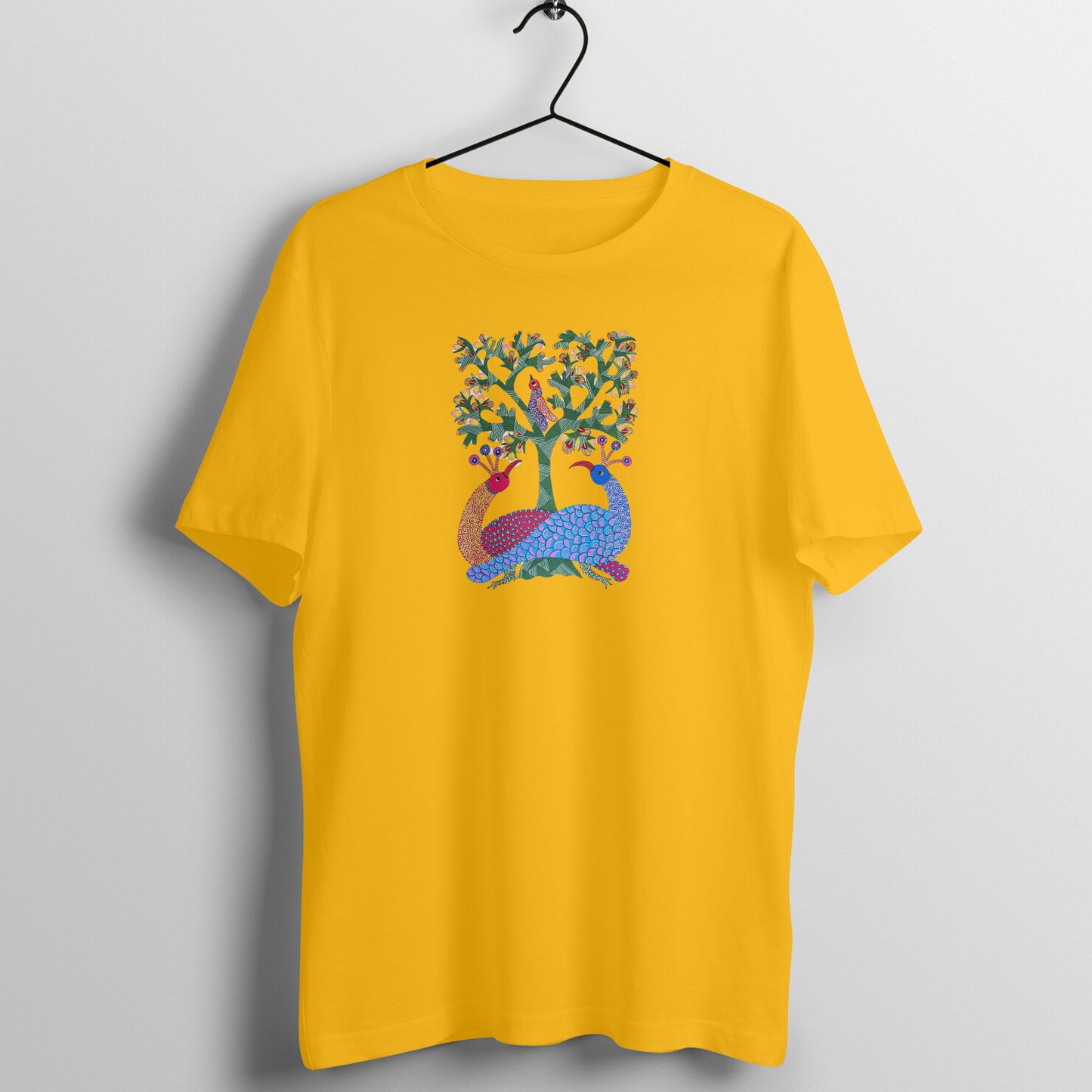 Gond Painting D7: Peacocks Tree: Unisex T-shirt