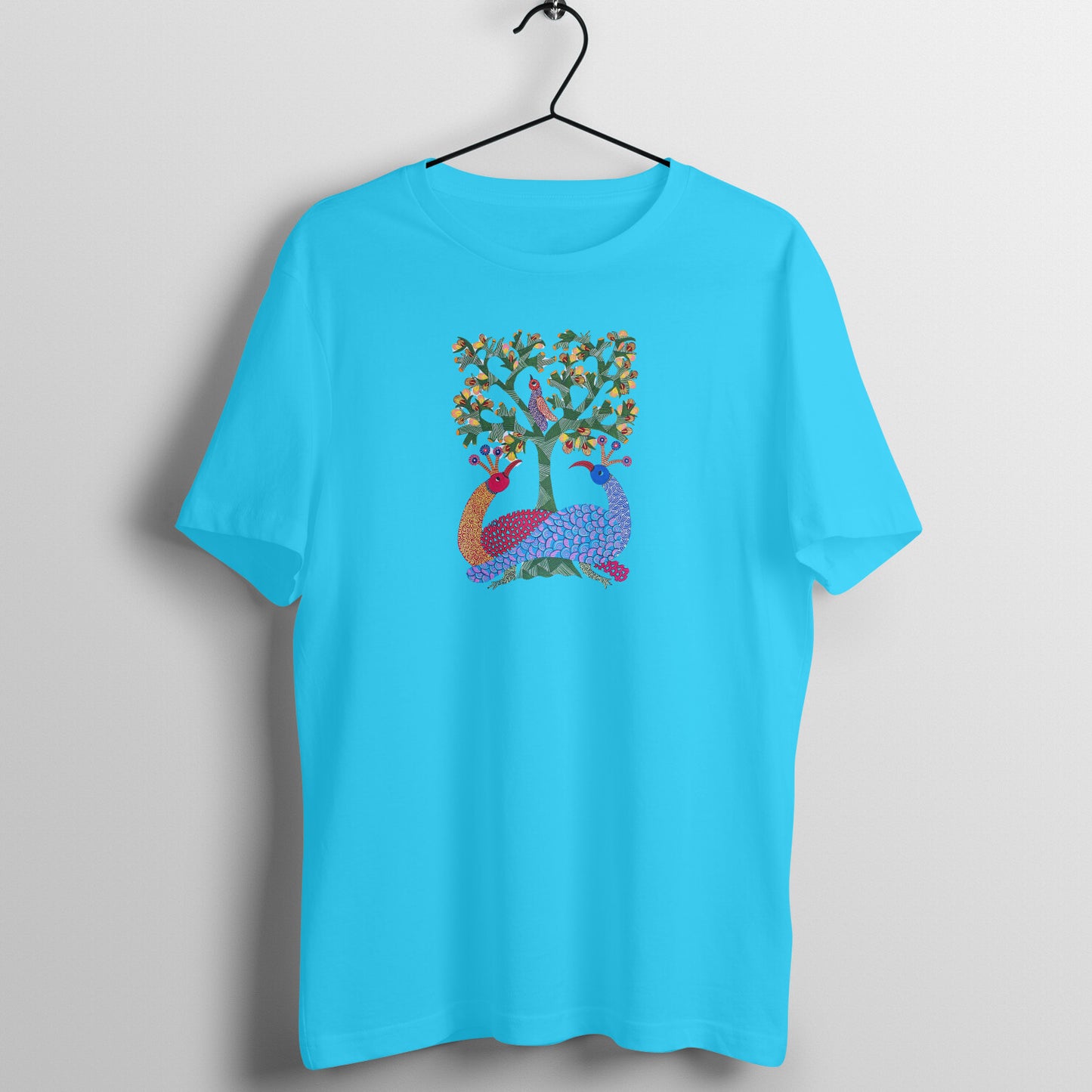 Gond Painting D7: Peacocks Tree: Unisex T-shirt