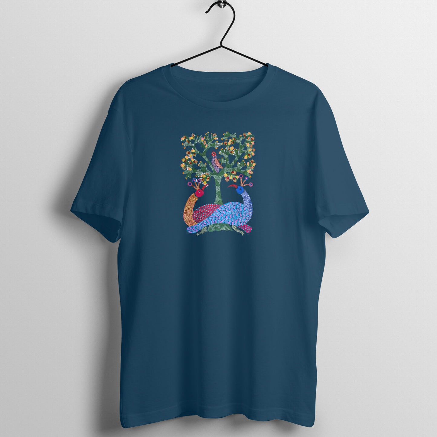 Gond Painting D7: Peacocks Tree: Unisex T-shirt