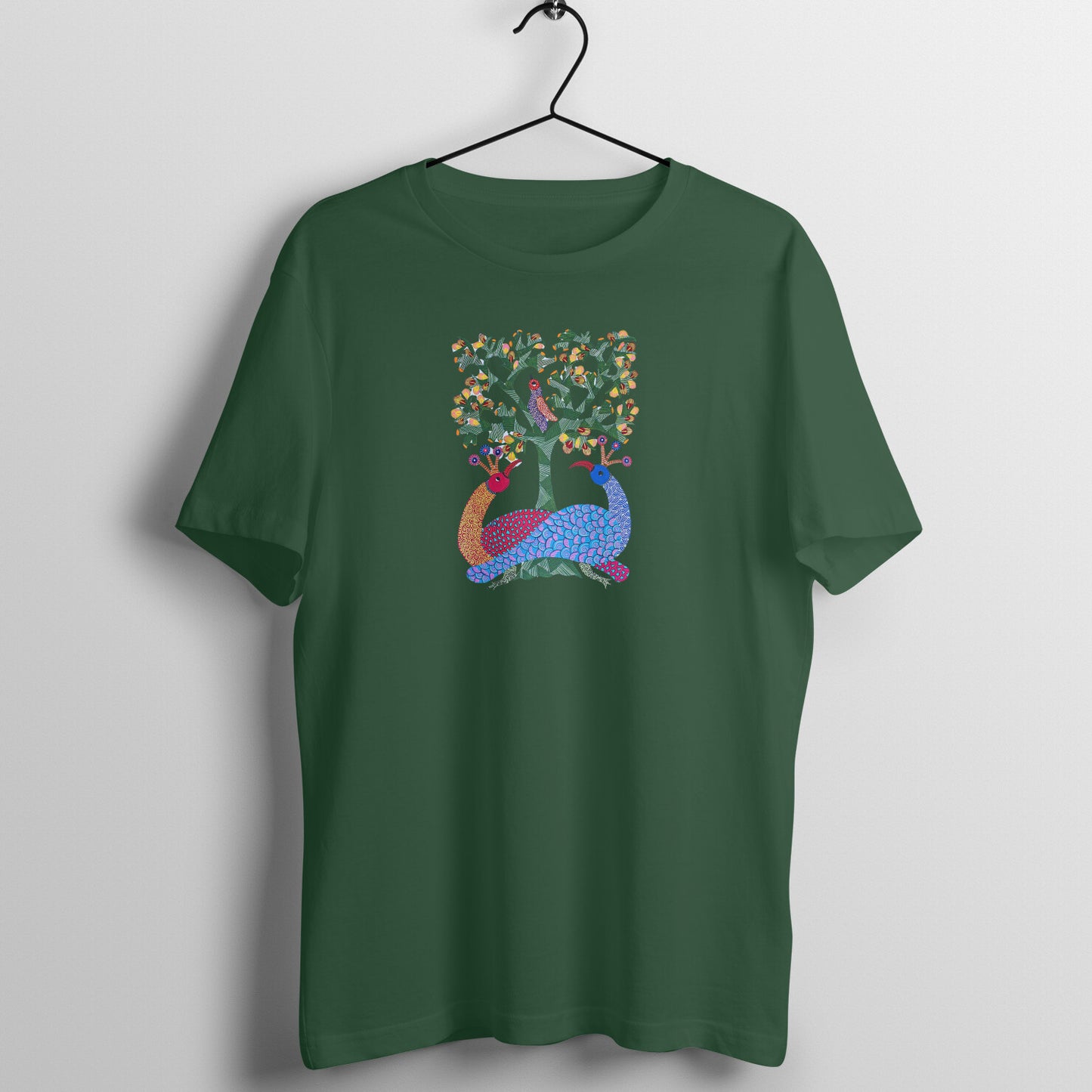 Gond Painting D7: Peacocks Tree: Unisex T-shirt