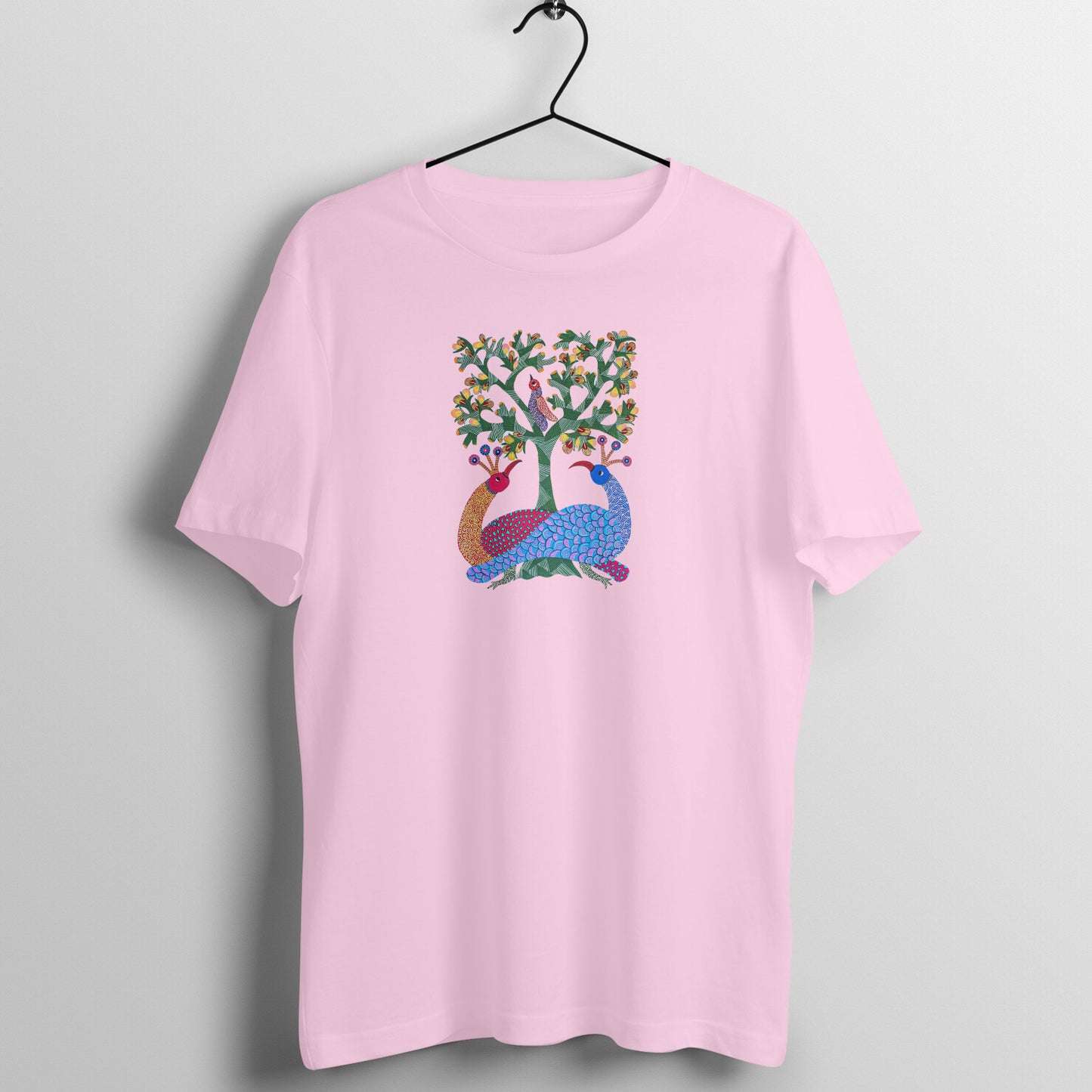 Gond Painting D7: Peacocks Tree: Unisex T-shirt