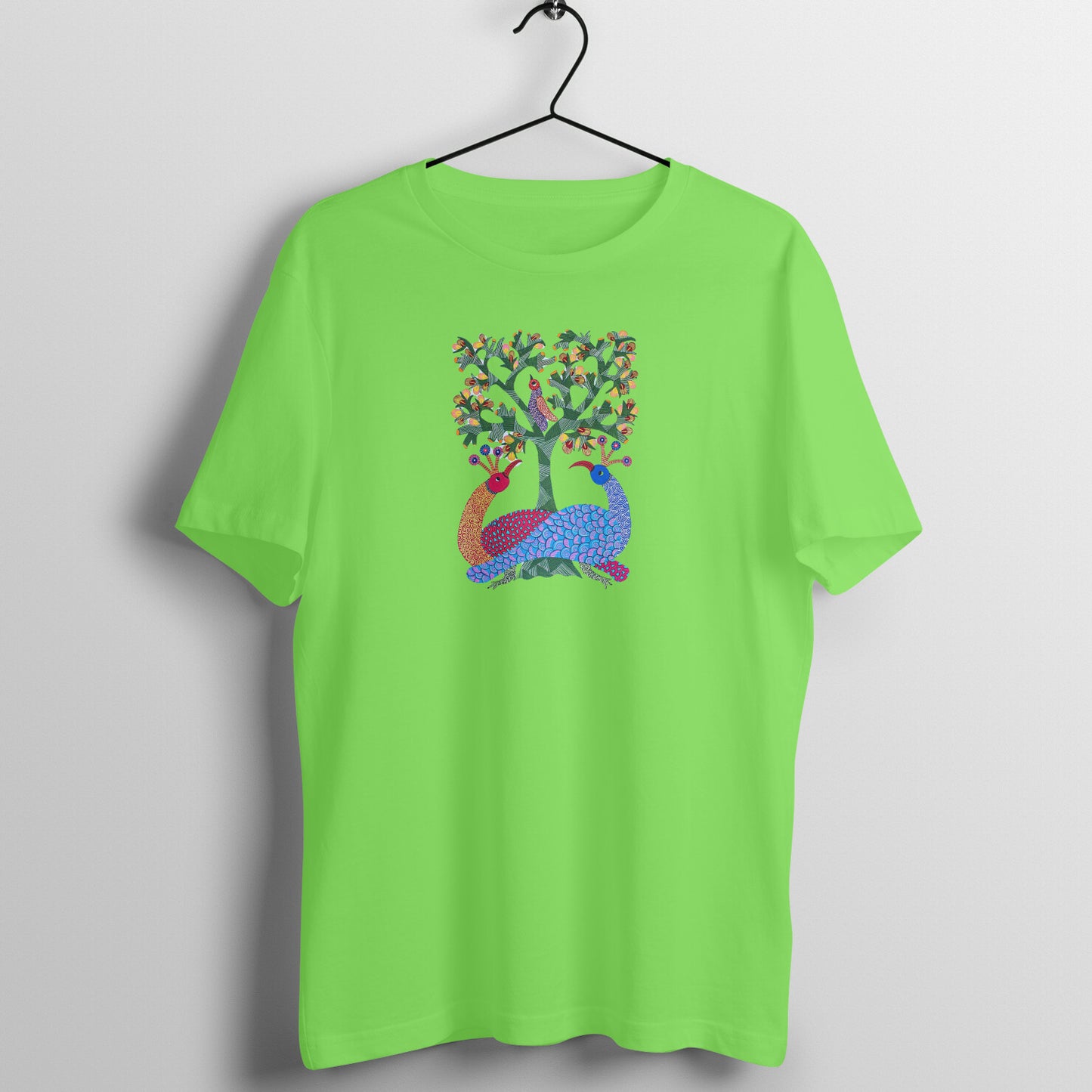 Gond Painting D7: Peacocks Tree: Unisex T-shirt