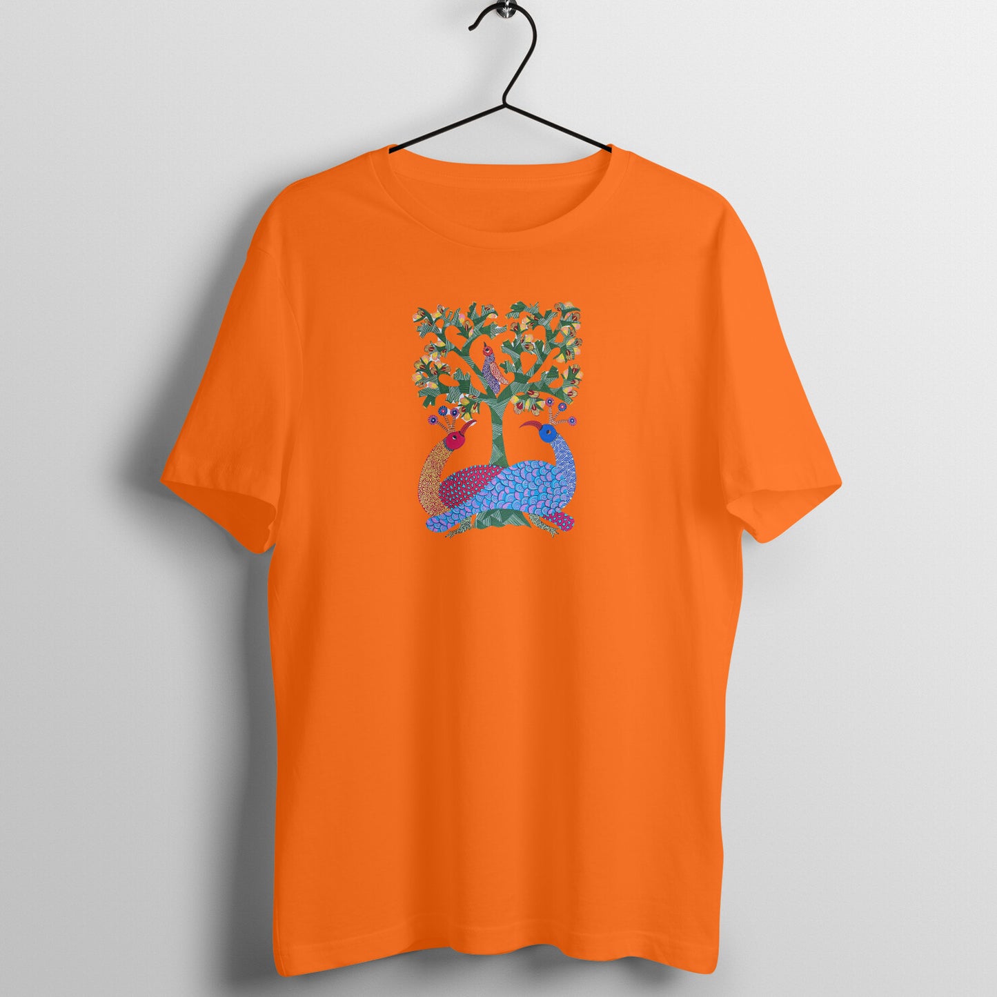 Gond Painting D7: Peacocks Tree: Unisex T-shirt