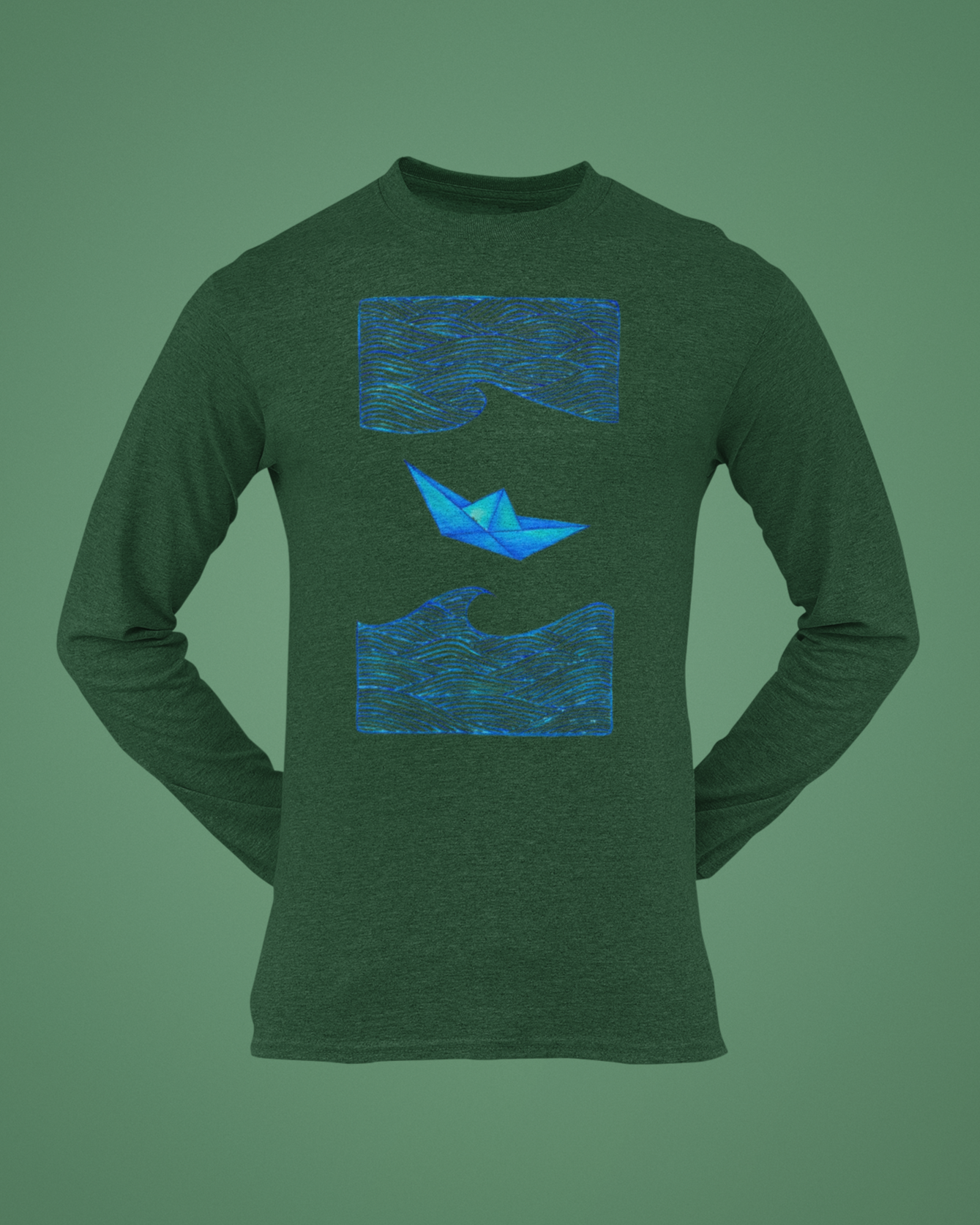 Trending Art D27: Boat: Round Long Sleeves