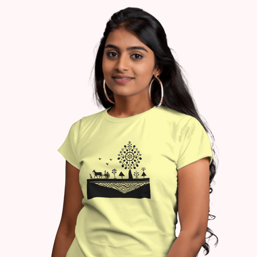 Trending Warli Art D3: Women T-Shirt