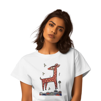 Bengal Art D10: Deer: Style JaminiRoy: Women T-Shirt