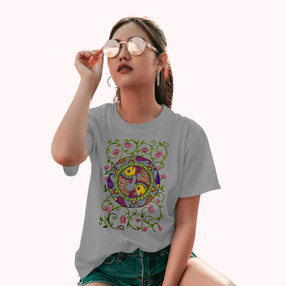 Trending Madhubani D11: Art of Fish : Women T-Shirt