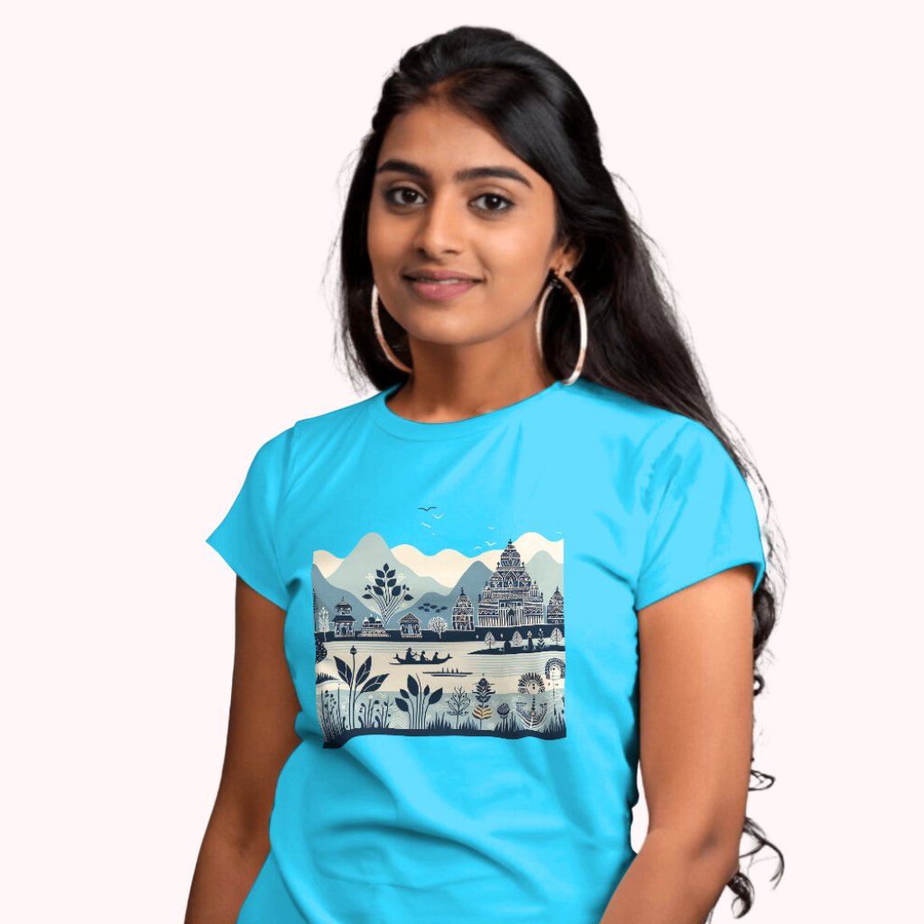 Trending Madhubani Art D3: Women T-Shirt