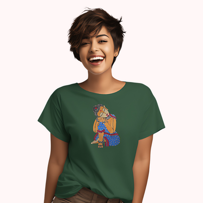 Trending Madhubani Art D4: Buddha: Women T-Shirt