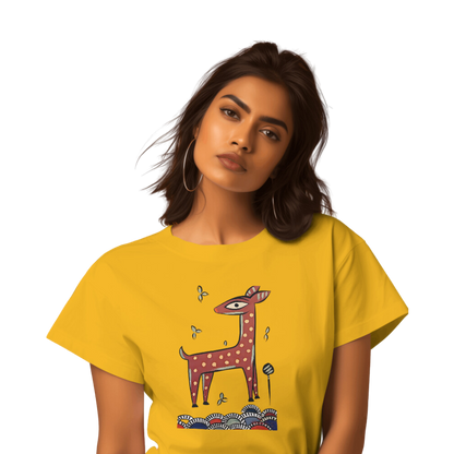 Bengal Art D10: Deer: Style JaminiRoy: Women T-Shirt