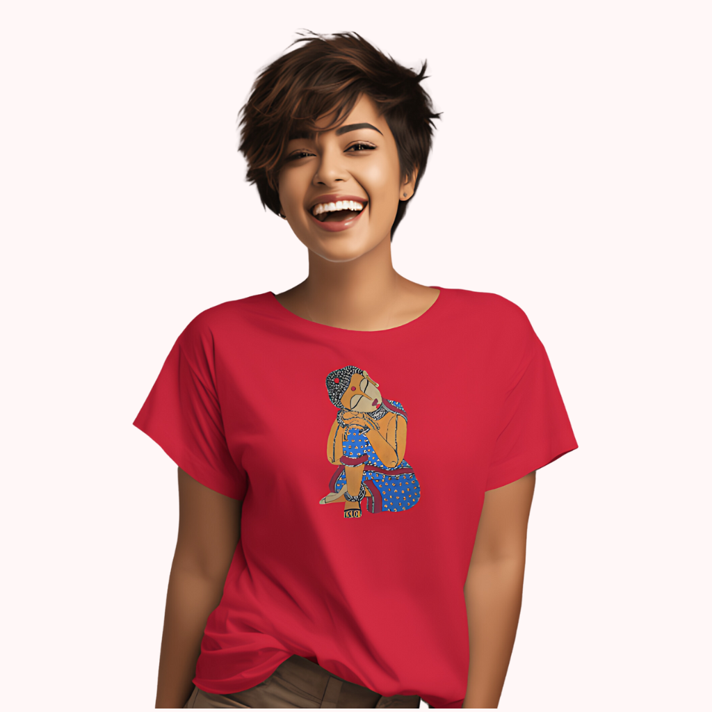 Trending Madhubani Art D4: Buddha: Women T-Shirt