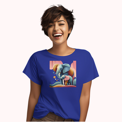 Trending Art D1: Mother & Baby Elephant: Women T-shirt