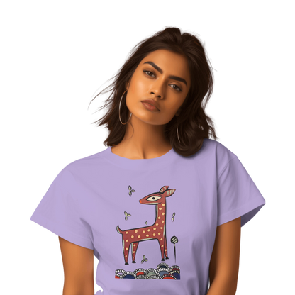 Bengal Art D10: Deer: Style JaminiRoy: Women T-Shirt