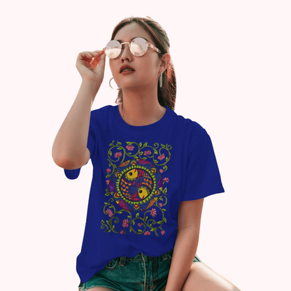 Trending Madhubani D11: Art of Fish : Women T-Shirt