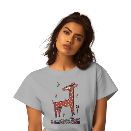 Bengal Art D10: Deer: Style JaminiRoy: Women T-Shirt