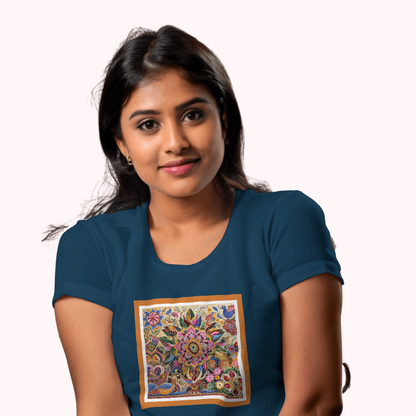 Trending Madhubani Art D1: Women T-shirt