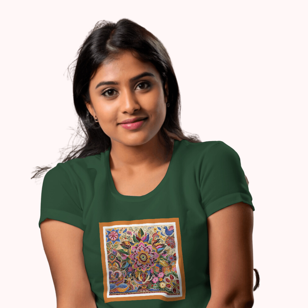 Trending Madhubani Art D1: Women T-shirt