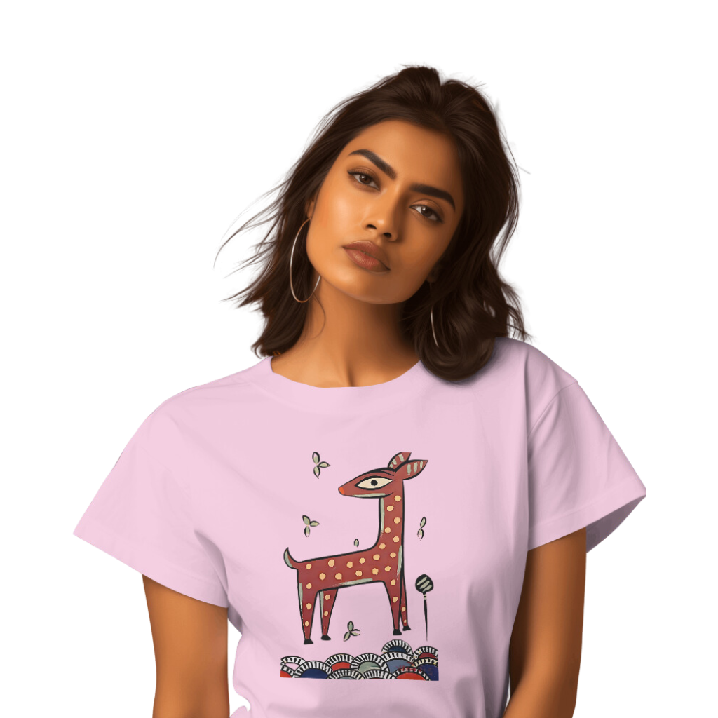 Bengal Art D10: Deer: Style JaminiRoy: Women T-Shirt