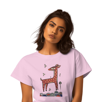 Bengal Art D10: Deer: Style JaminiRoy: Women T-Shirt