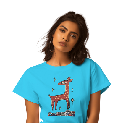 Bengal Art D10: Deer: Style JaminiRoy: Women T-Shirt