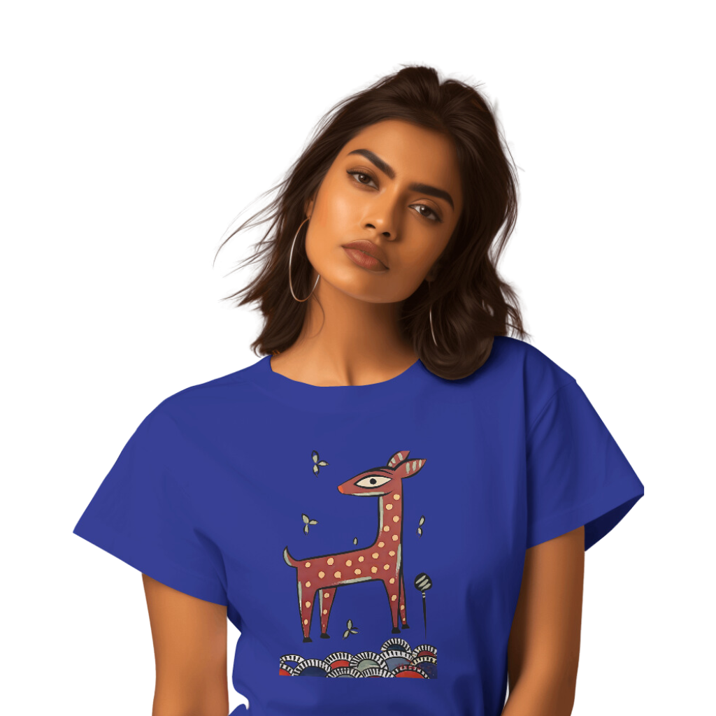 Bengal Art D10: Deer: Style JaminiRoy: Women T-Shirt