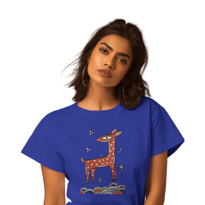 Bengal Art D10: Deer: Style JaminiRoy: Women T-Shirt