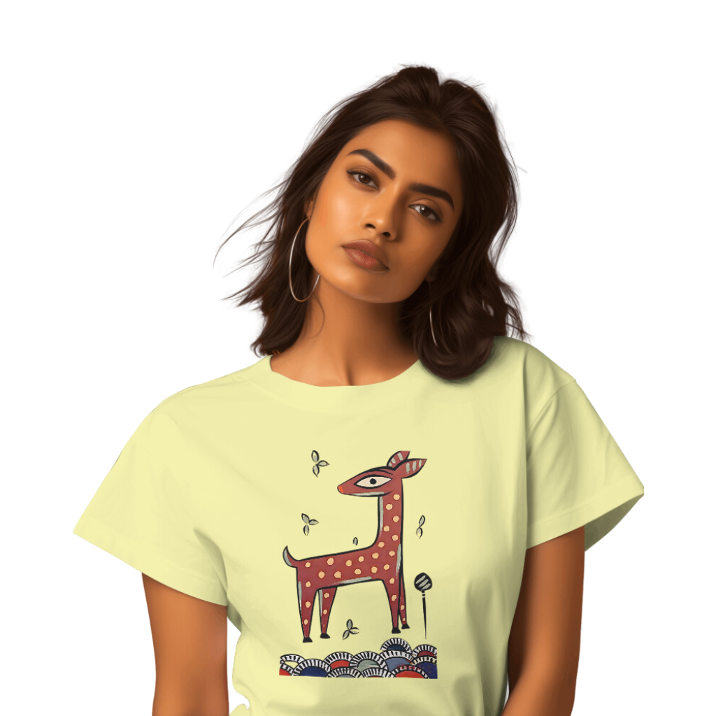 Bengal Art D10: Deer: Style JaminiRoy: Women T-Shirt