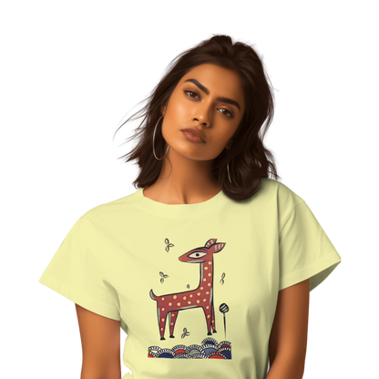 Bengal Art D10: Deer: Style JaminiRoy: Women T-Shirt