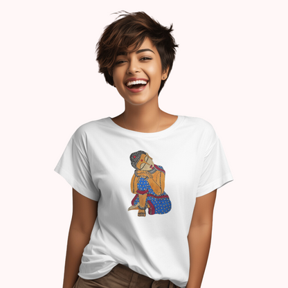 Trending Madhubani Art D4: Buddha: Women T-Shirt