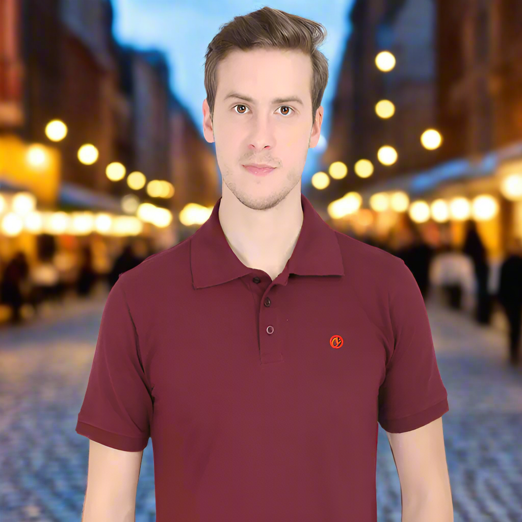 Maroon Plain: Left Pocket: Polo T-Shirt