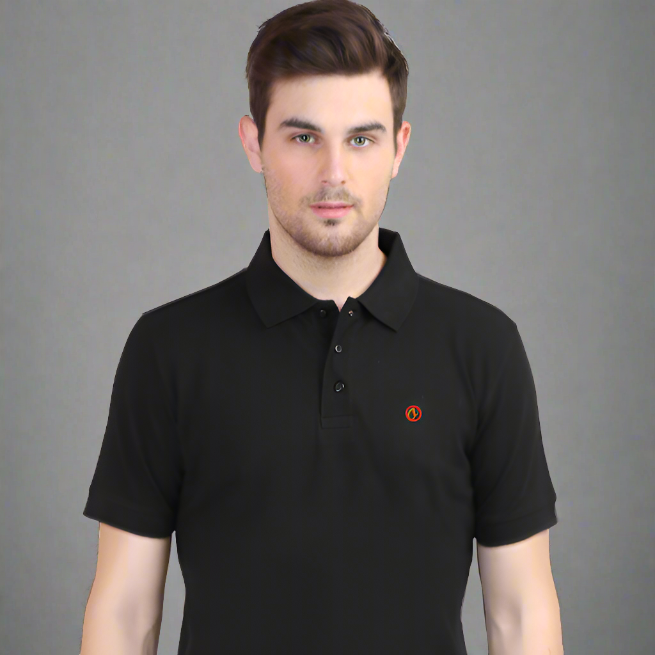 Black Plain: Left Pocket: Polo T-Shirt