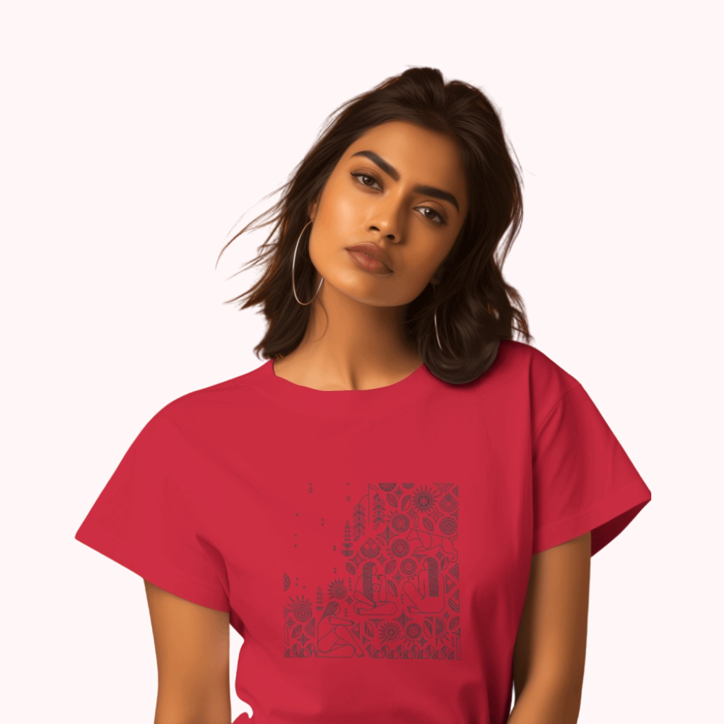 Trending Warli Art D4: Women T-shirt