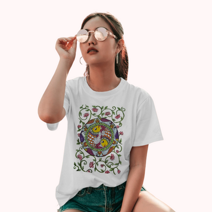 Trending Madhubani D11: Art of Fish : Women T-Shirt